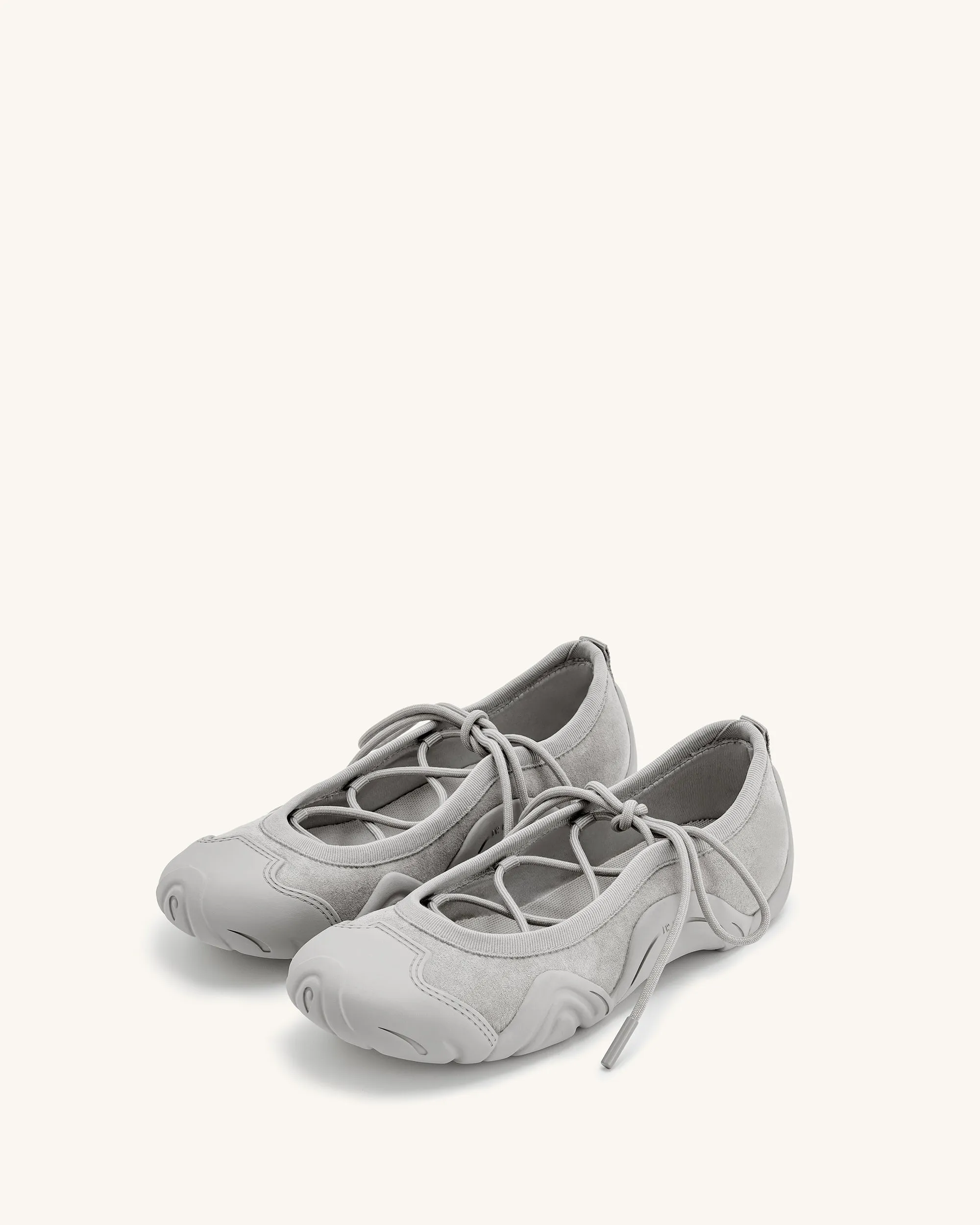 Caitlin Lace-up Ballerina Sneakers - Grey sold by JW PEI