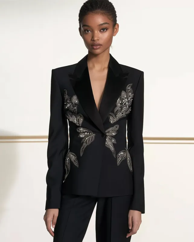 Black Beads-Embellished Blazer sold by JW PEI