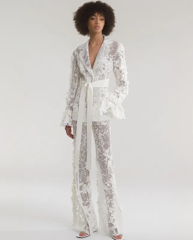 White Lace Belted Jacket sold by JW PEI