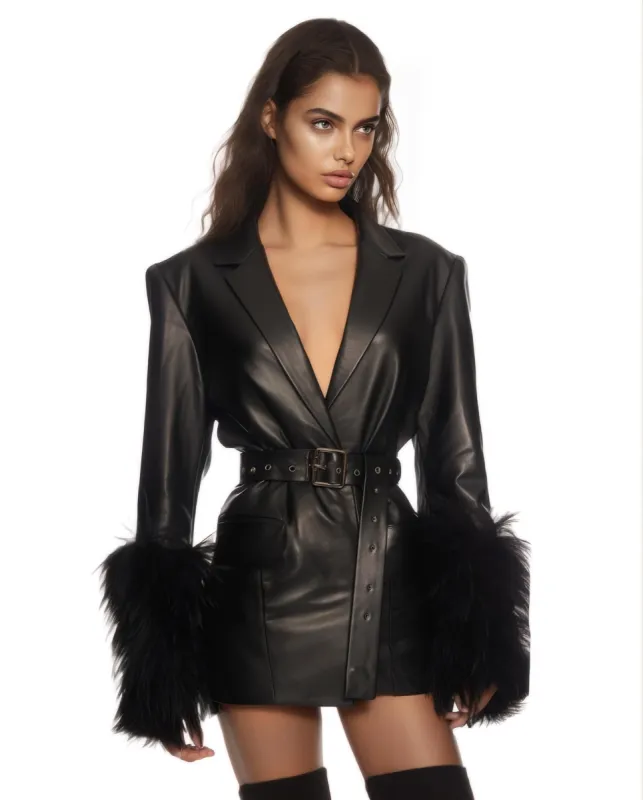 Gracelyn Faux Leather Blazer sold by JW PEI