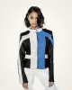 Trendy Black and Blue Leather Racing Jacket - Black/Blue sold by JW PEI