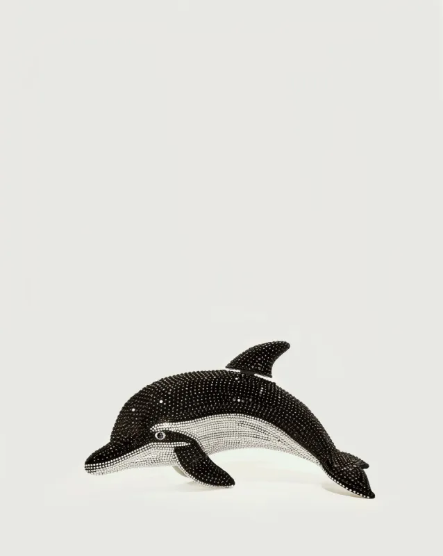 Dolphin Shape Faux Crystal Clutch - Black sold by JW PEI