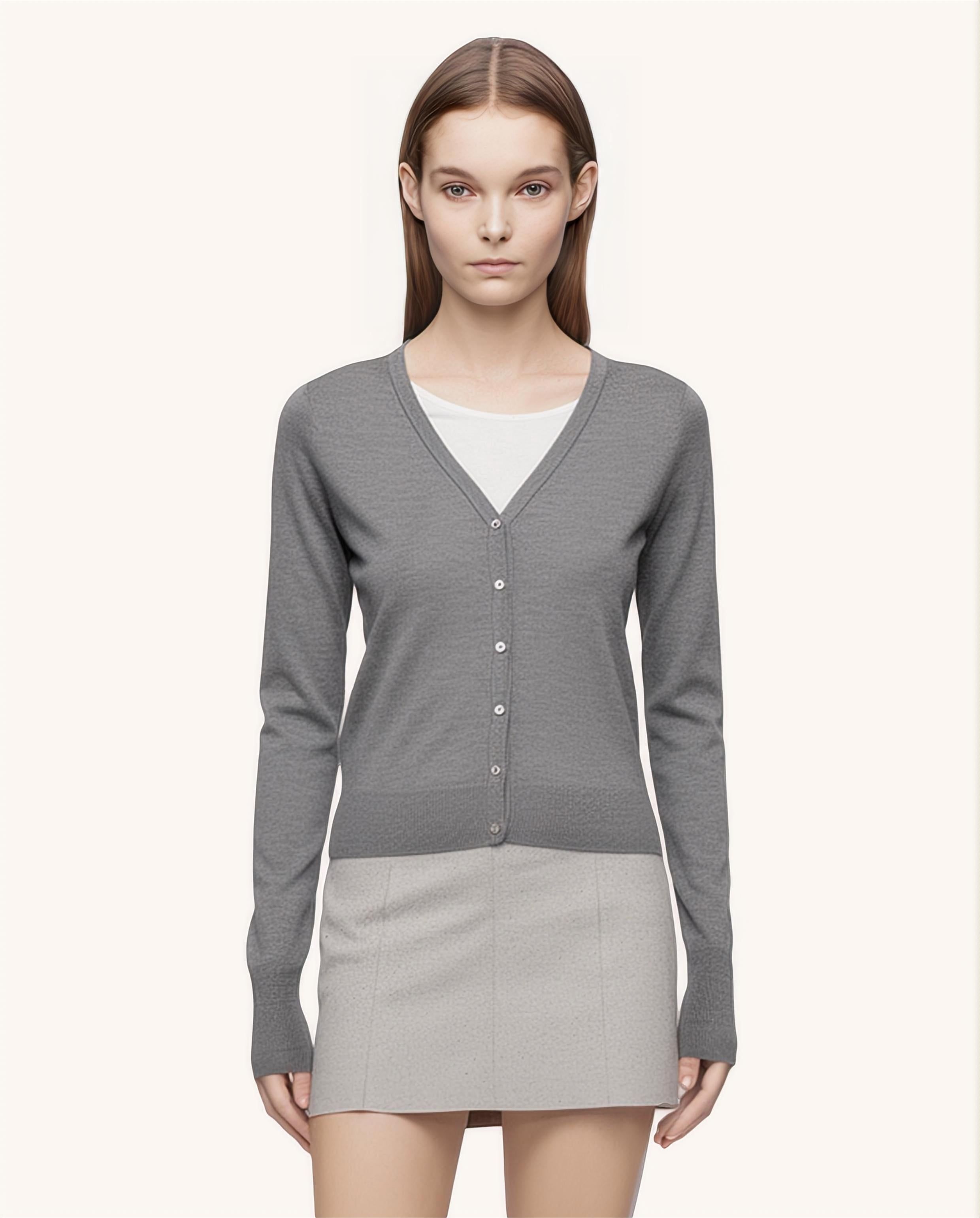 Ainsley Mohair Knit Cardigan in Grey sold by JW PEI