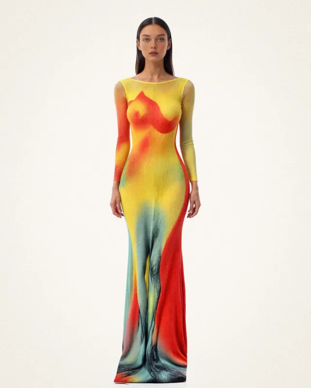 Lily Illusion Print Dress - Multicolor sold by JW PEI
