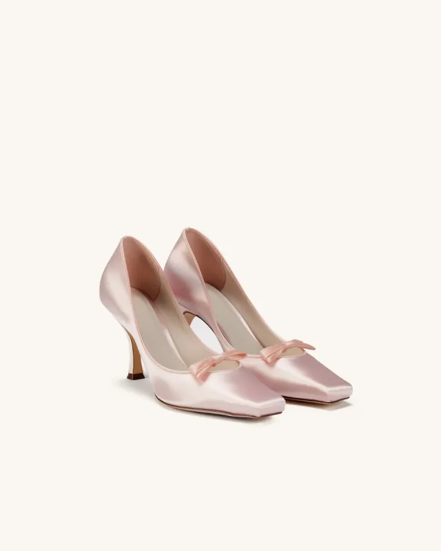 Bella Satin Bow Pumps - Pink sold by JW PEI