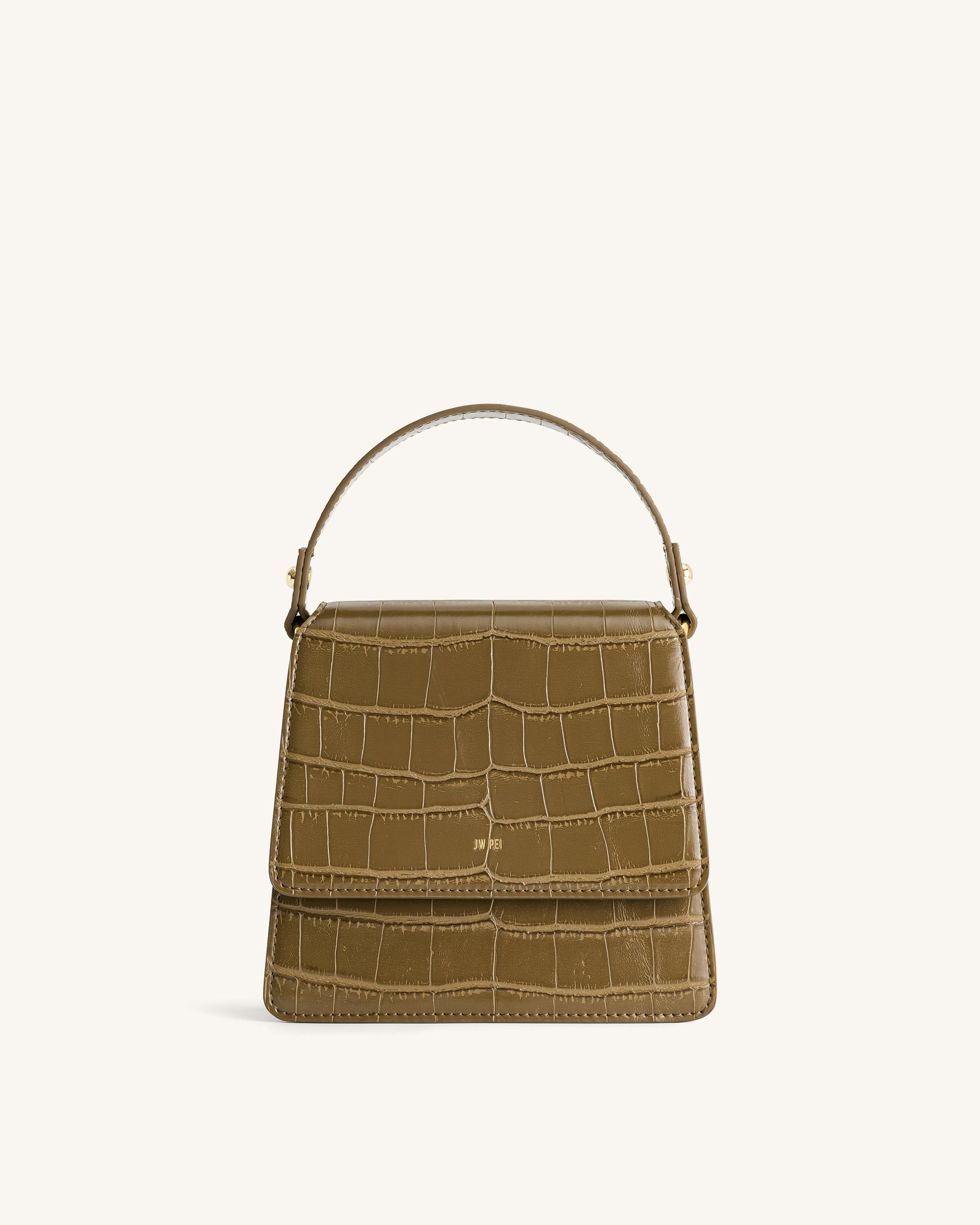 FAE Top Handle Crossbody - Dark Olive Croc sold by JW PEI