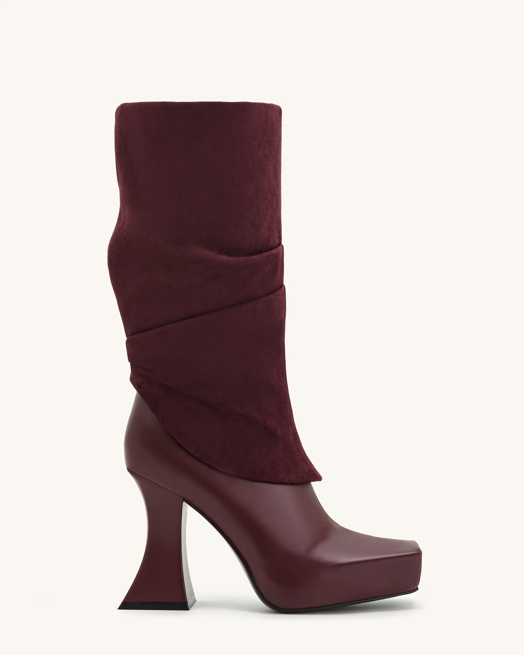 Reyna Square Toe Platform Knit Boots - Claret Red sold by JW PEI product image thumbnail 2