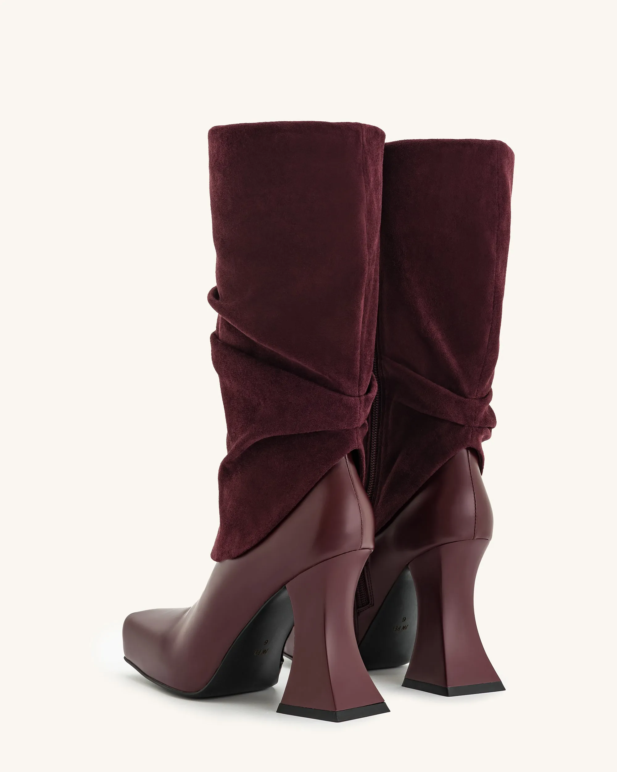 Reyna Square Toe Platform Knit Boots - Claret Red sold by JW PEI product image thumbnail 3