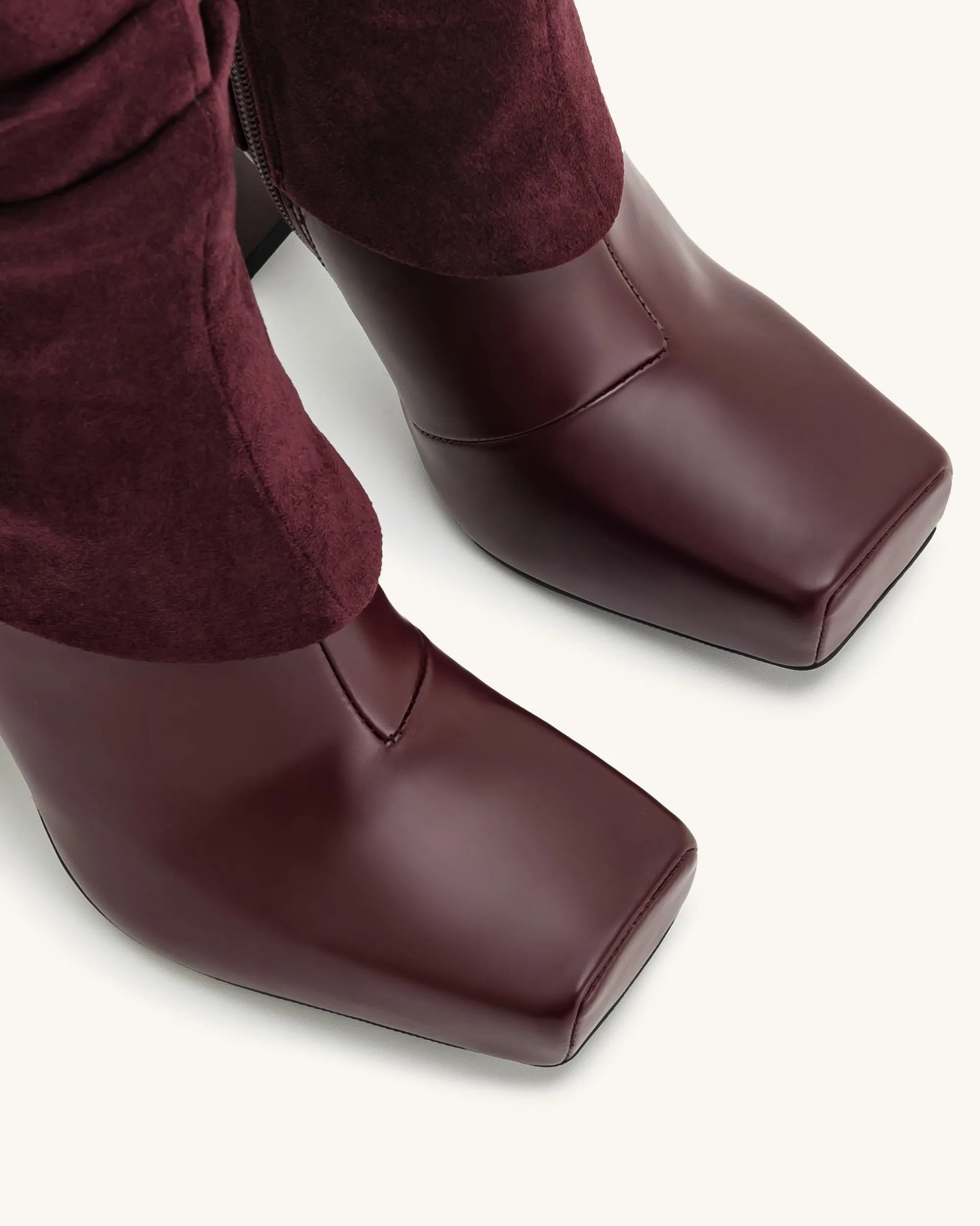 Reyna Square Toe Platform Knit Boots - Claret Red sold by JW PEI product image thumbnail 5