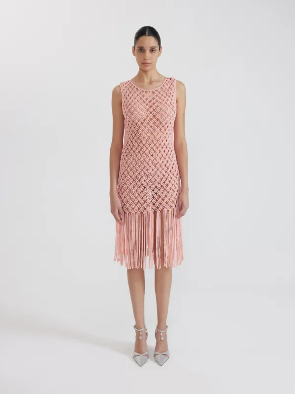 Stunning Fringe Knit Dress - Pink sold by JW PEI