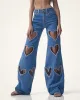 Sophia Embellished Heart Cut-Out Denim Jeans - Medium Blue sold by JW PEI