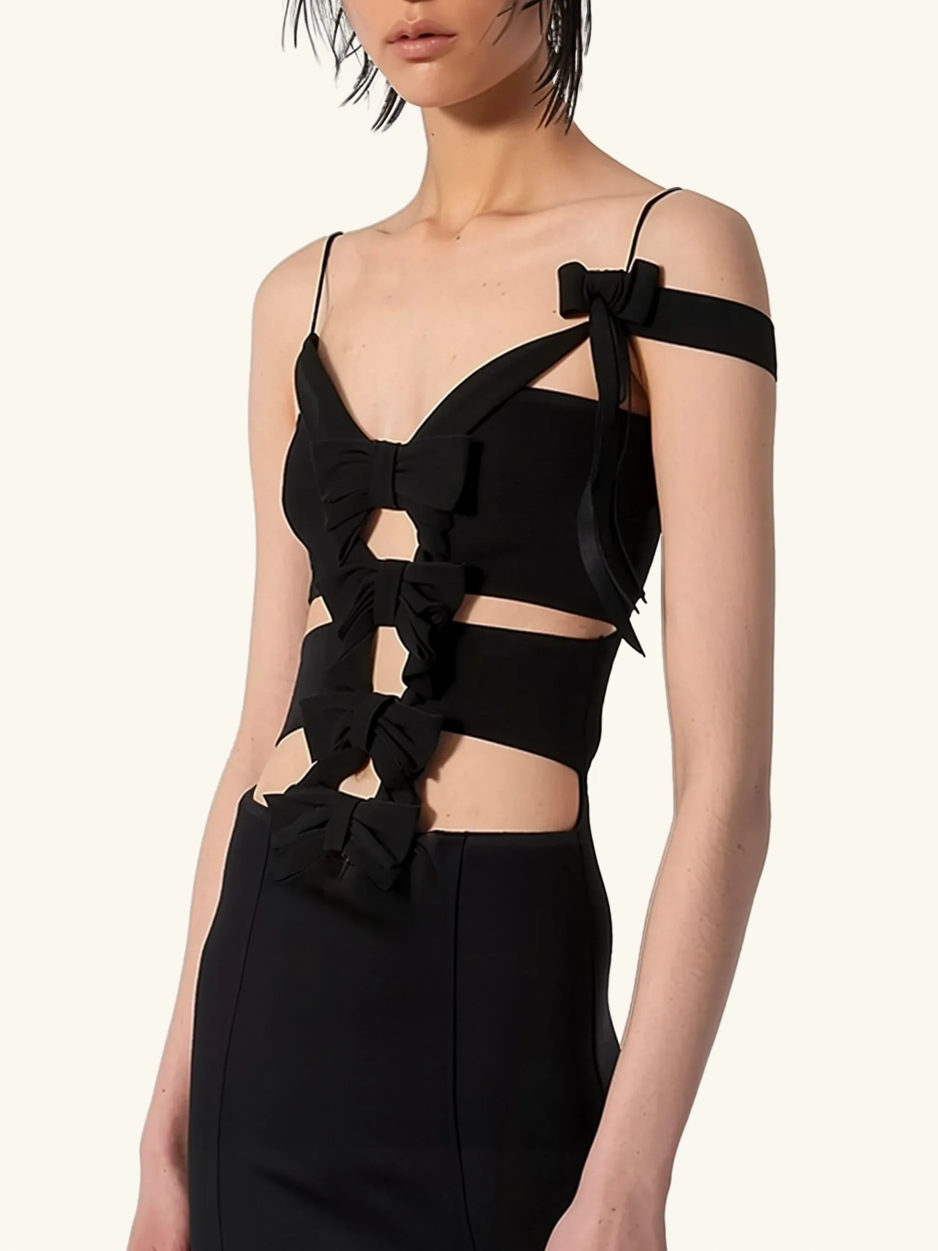 Black Bow Cut-Out Dress - Black sold by JW PEI