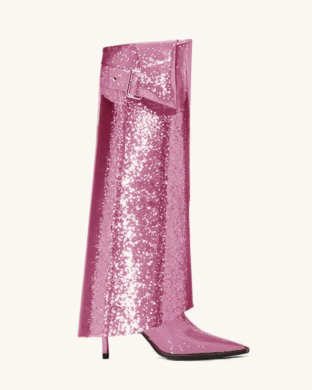 Glitter High Heel Boots - Pink sold by JW PEI