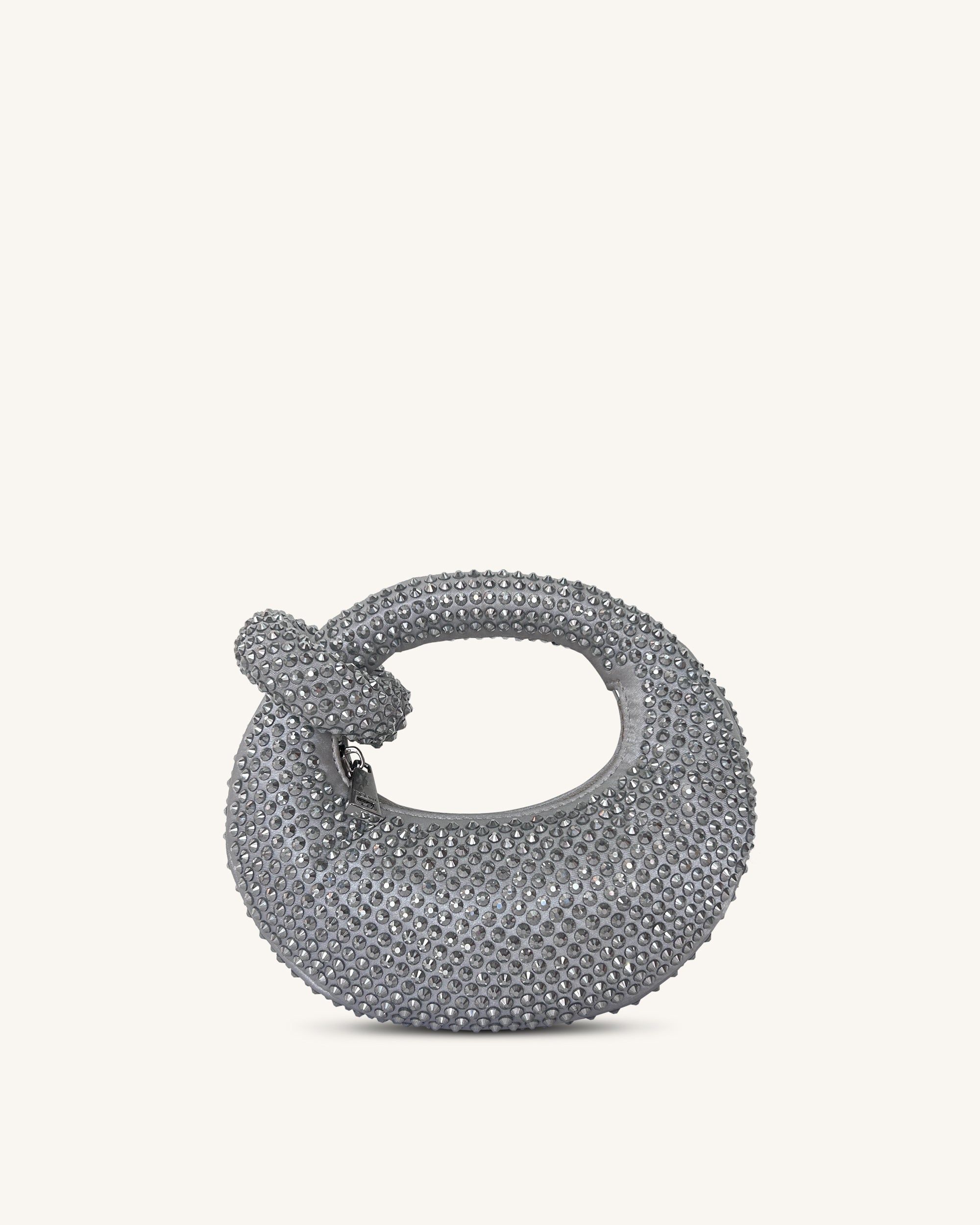 Abacus Artificial Crystal Mini Top Handle Bag - Gray sold by JW PEI