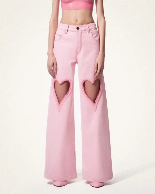 Mia Heart Cut-Out Jeans - Pink sold by JW PEI