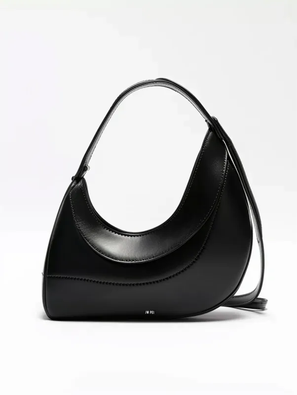 Elegant Curved Shoulder Bag - Black sold by JW PEI