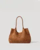 Brown imitation Suede woven Tote sold by JW PEI
