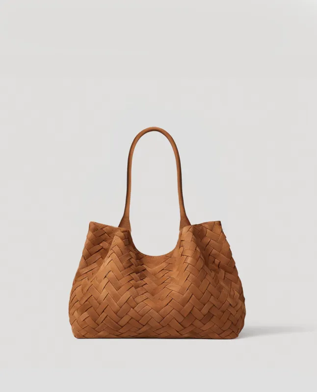 Brown imitation Suede woven Tote sold by JW PEI