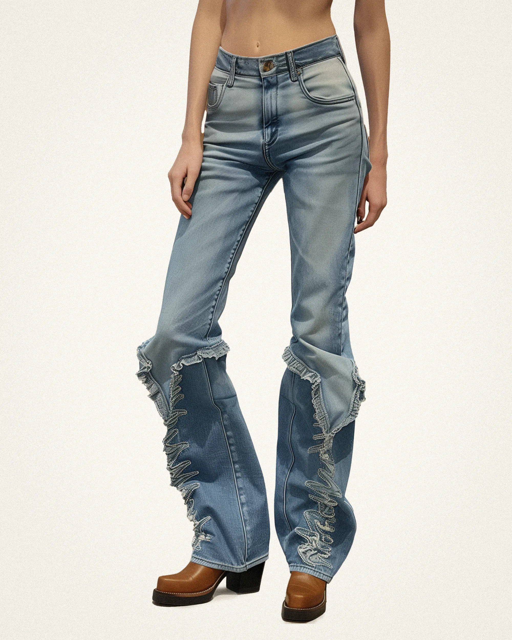 Nina Embroidered Cowboy Jeans - Blue sold by JW PEI