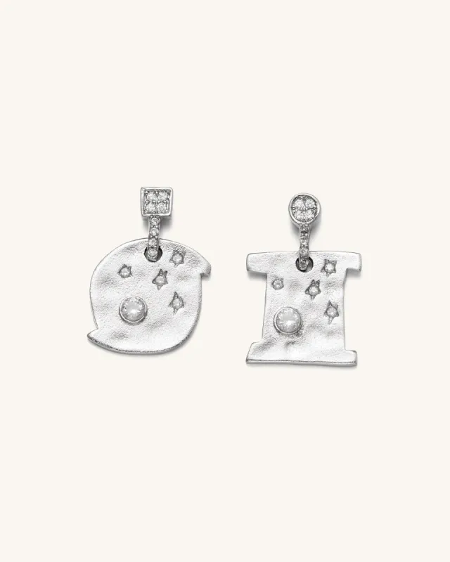 Cosmos Earrings - 18ct White Gold Plated & White Zircon sold by JW PEI