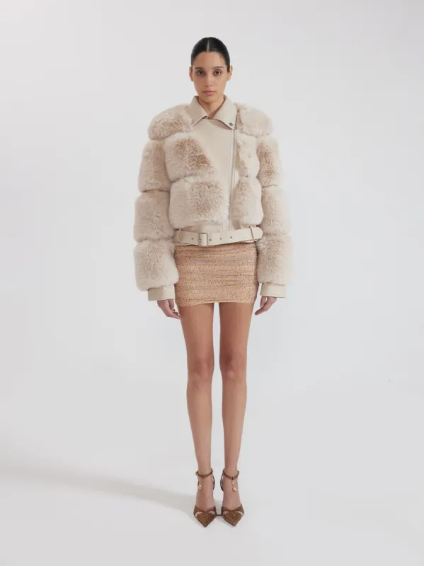 Luxurious Faux Fur Jacket - Beige sold by JW PEI