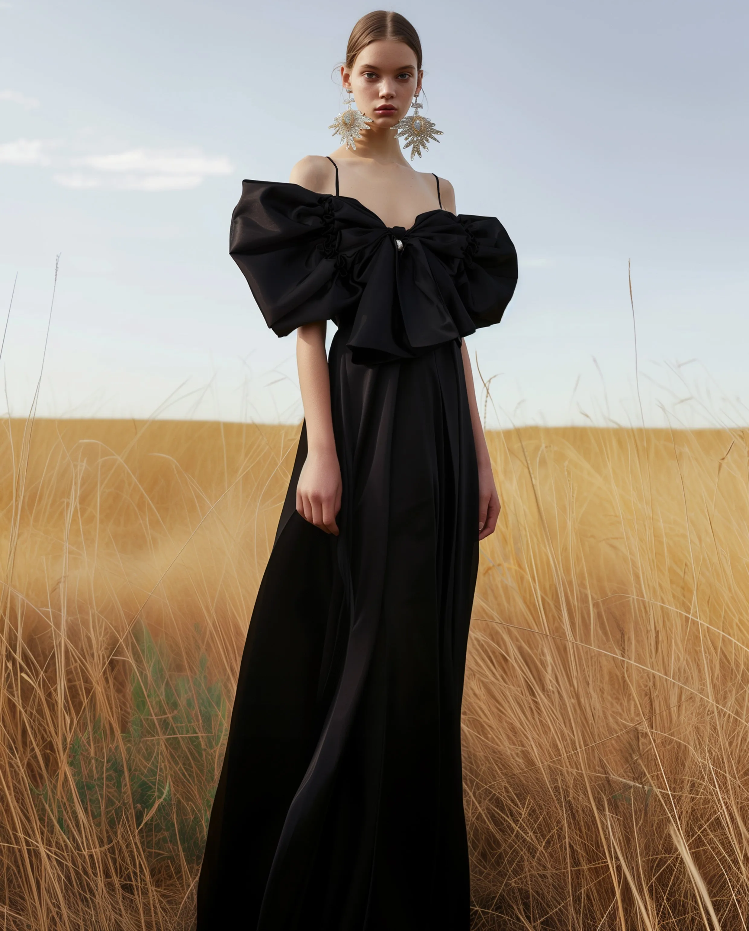 Isabelle Bow Gown - Black sold by JW PEI
