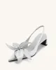 Queena Floral Appliques Slingback Pumps - Silver sold by JW PEI