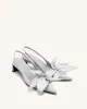 Queena Floral Appliques Slingback Pumps - Silver sold by JW PEI