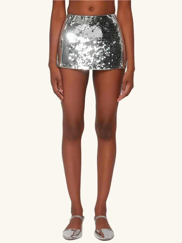 Sequin Mini Skirt - Silver sold by JW PEI