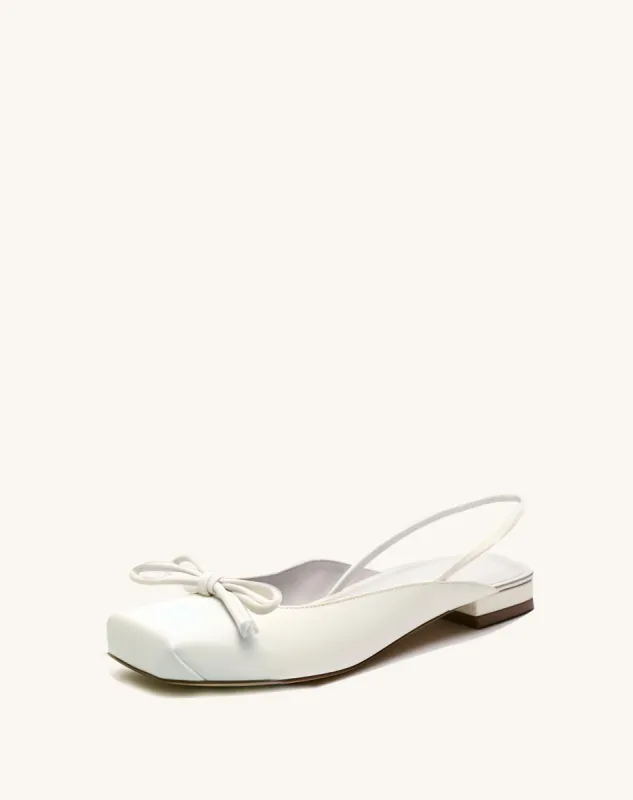 Tiana Square Toe Sling Back Ballerina - White made by JW PEI