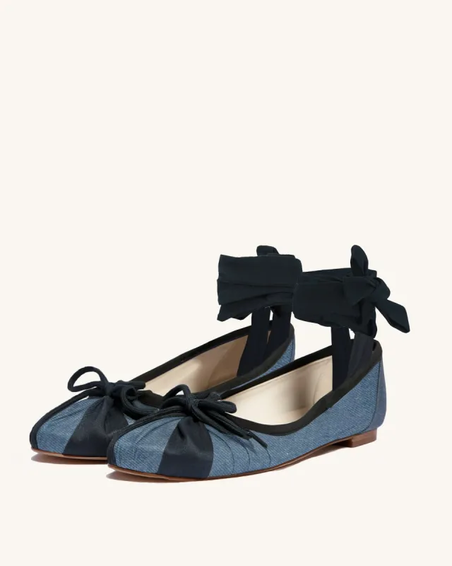 Miya Denim Ballerina Flats - Blue sold by JW PEI
