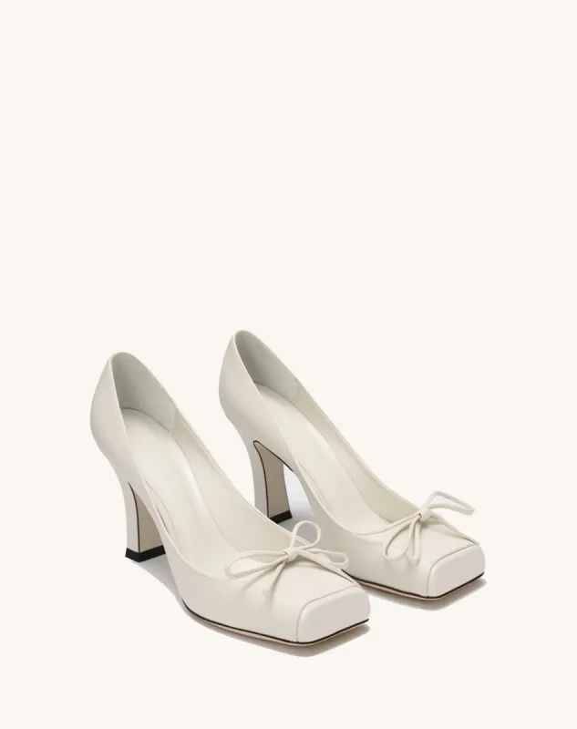 Melody Square Toe Ballerina Pumps - White made by JW PEI