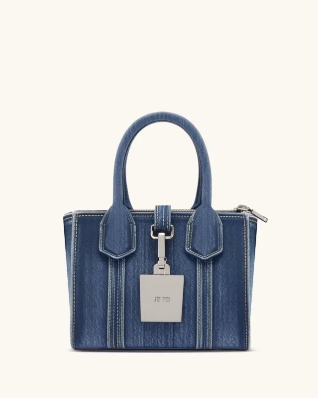 Myrna Denim Embossed Tote Bag - Blue sold by JW PEI