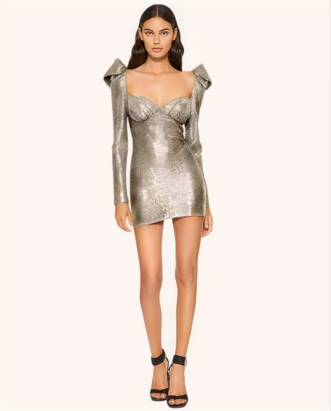 Emmaline Silver Sequinned Mini Dress sold by JW PEI