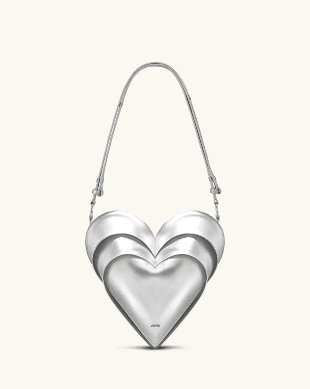 Jaelynn Heart shaped Crossbody Bag - Silver sold by JW PEI