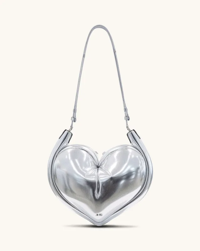 Dahlia Heart shaped Crossbody Bag - Silver sold by JW PEI