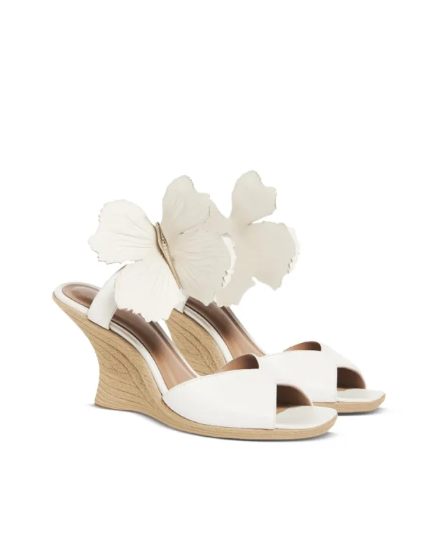 Butterfly Decorated Wedge Sandals - White sold by JW PEI