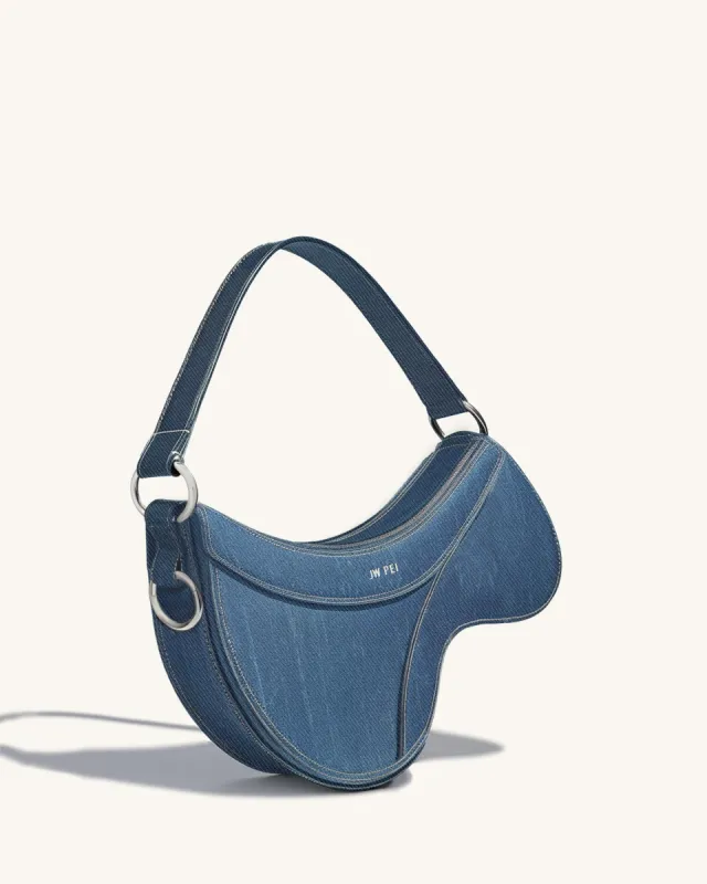 Olga Denim Shoulder Bag - Blue sold by JW PEI