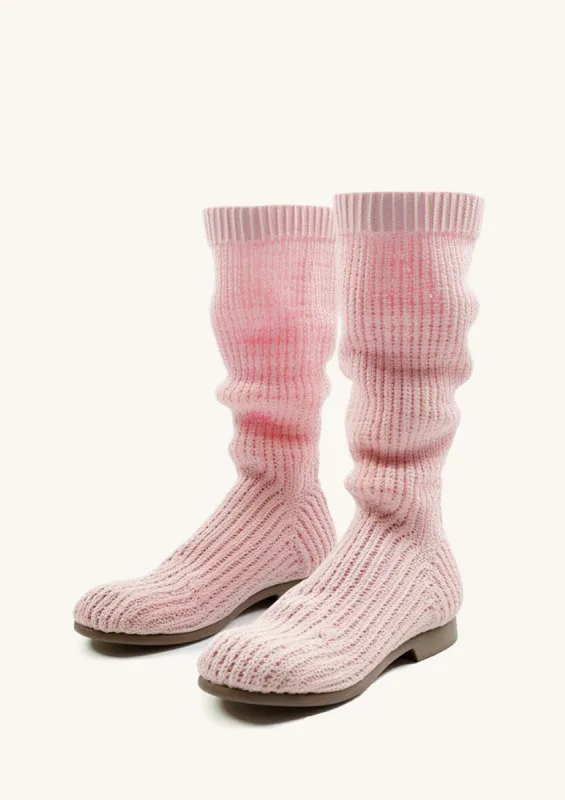 Leia Knit Boots - Pink sold by JW PEI