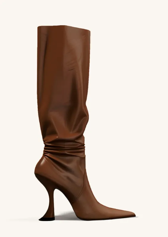 Kaiya Pile up Knee length Boot - Brown sold by JW PEI
