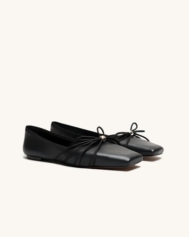 Angie Lace-up Ballerina Flat - Black sold by JW PEI