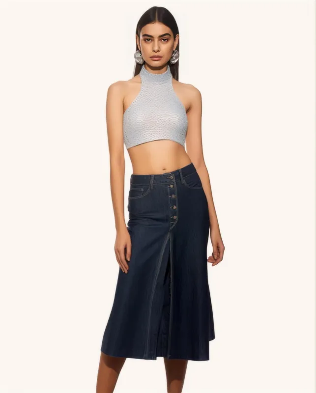 Colette Denim Midi Skirt sold by JW PEI