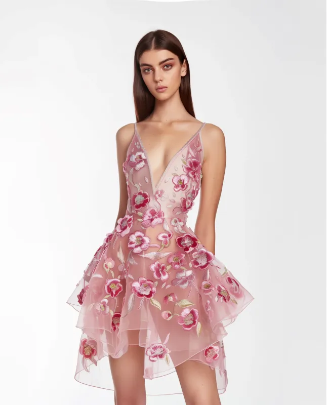 Pink embroidered floral dress sold by JW PEI