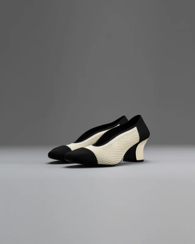 Fly-knit Round toe Pumps-White sold by JW PEI