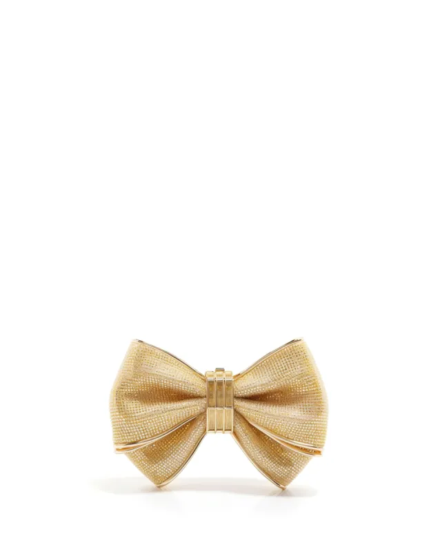Bow-shaped Faux Crystal Clutch - Gold sold by JW PEI
