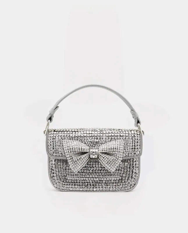 Crystal Bow Flap Handbag - Silver sold by JW PEI