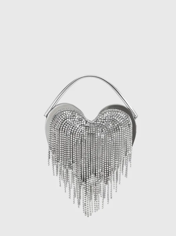 Heart Crystal Evening Clutch - Silver sold by JW PEI