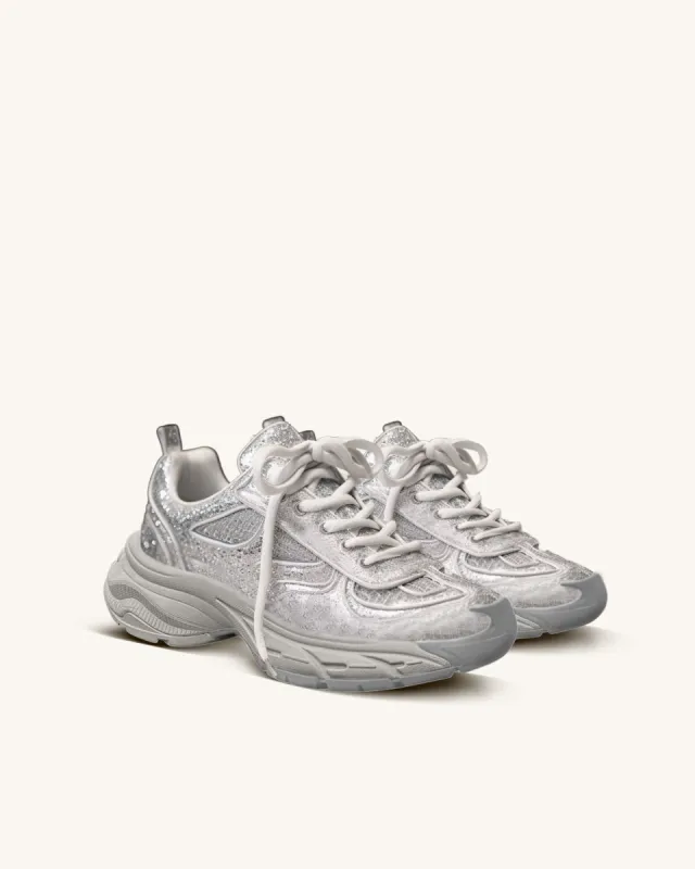 Varsha Sequin-embellished Lace-up Sneakers - Silver sold by JW PEI