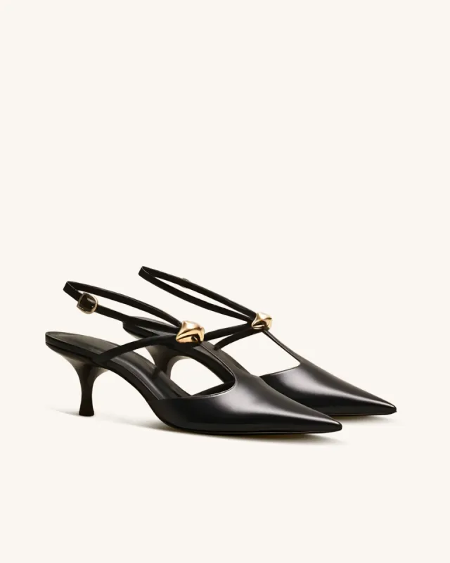 Lilliana Hardware Slingback Pumps - Black sold by JW PEI