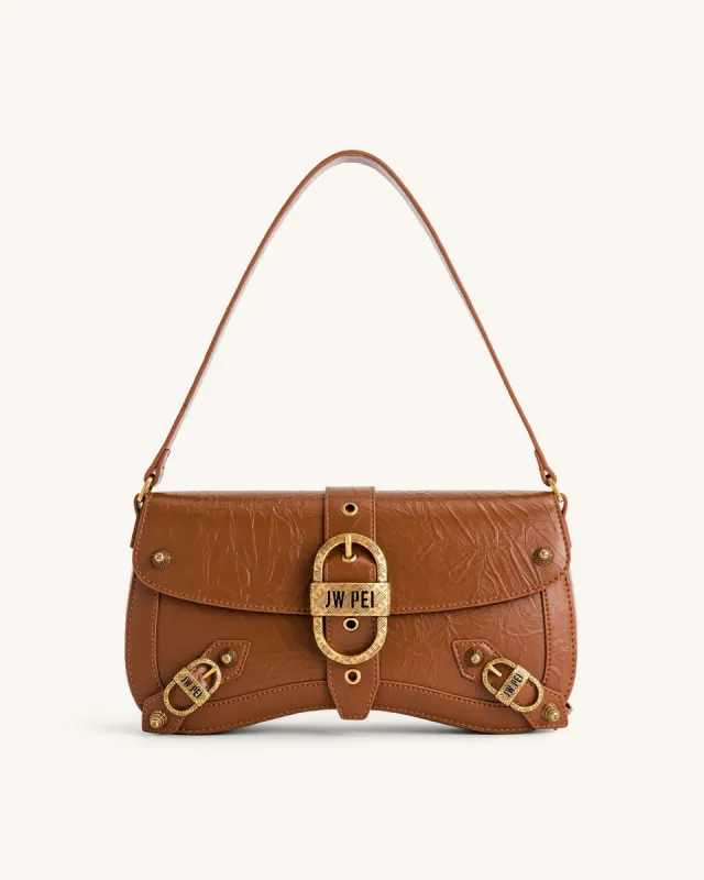 Sia Crushed Shoulder Bag - Brown sold by JW PEI